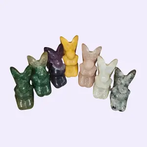 Sitting Crystal Fairies of Various Materials - Green Aventurine, Labradorite, Moonstone, Fluorite, Halite, Yellow Jasper