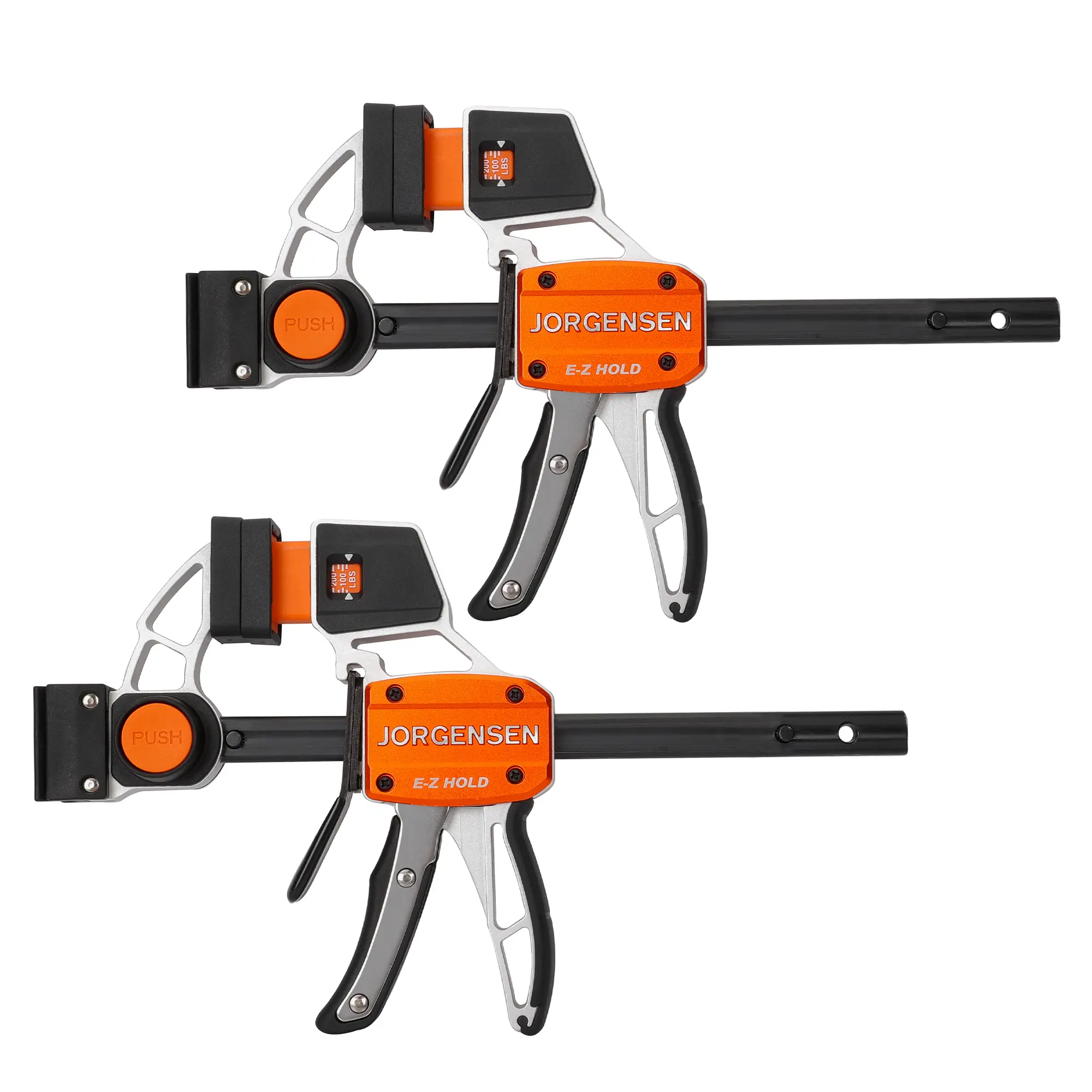 #summersale Jorgensen E-Z Hold 400LBS 6 Inch Aluminum Bar Clamps for Woodworking, 2-Pack One-Handed Medium Duty Quick F Clamps Set, Expandable Clamp/Spreader with Load Limit Indicator, Bar Clamps