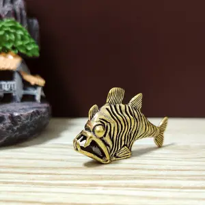 Creative Antique Style Mermaid Brass Figurine, Dominant Copper Tea Pet Ornament, Collectible Craftsmanship Decorative Piece, Decoration