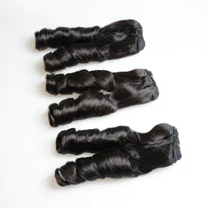 European American Natural Color Bouncy Pipe Wave Virgin Human Hair 10A 12A 20 75cm