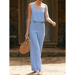 Women's 2-Piece Set Outfit Pants Jumpsuit Casual Set Summer Beach Vacation Fashion Outfit