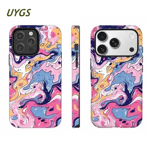 Liquid Marble Phone Case for iPhone 11–17, Abstract Fluid Art TPU Protective Cover, Pink Blue Orange Graffiti Swirl Anti-Drop Aesthetic Case