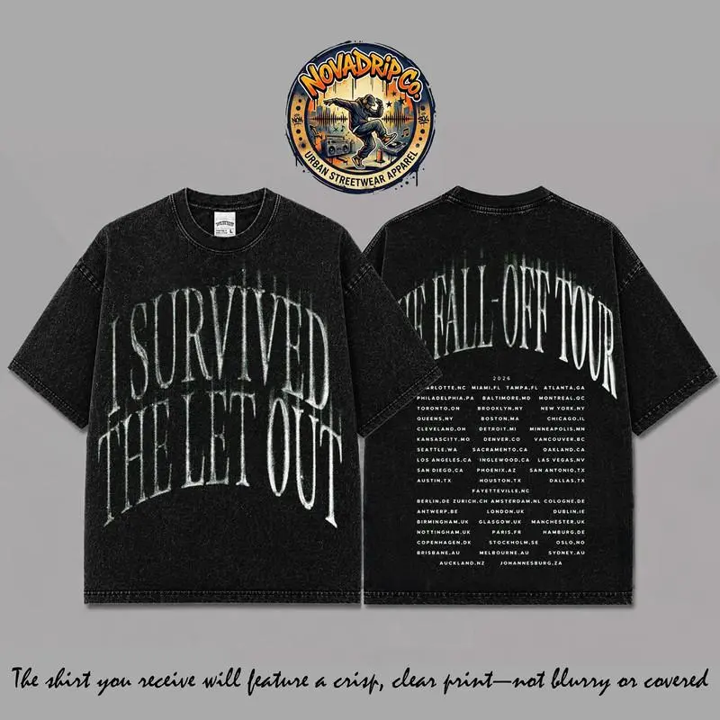 J.Cole - The Fall-Off Album Graphic Black Washed T-Shirt V5 Dreamville Fan Merch Vintage Hip Hop Rap Shirt The Fall Off World Tour 2026 Tee Streetwear Graphic Unisex Cotton T-Shirt Gift for J Cole Fans