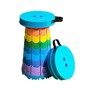 Rainbow Folding Stool Anti-Slip Portable Lightweight Seat, Extra Thick Collapsible Plastic Fishing Bench, Easy Home Use Stool