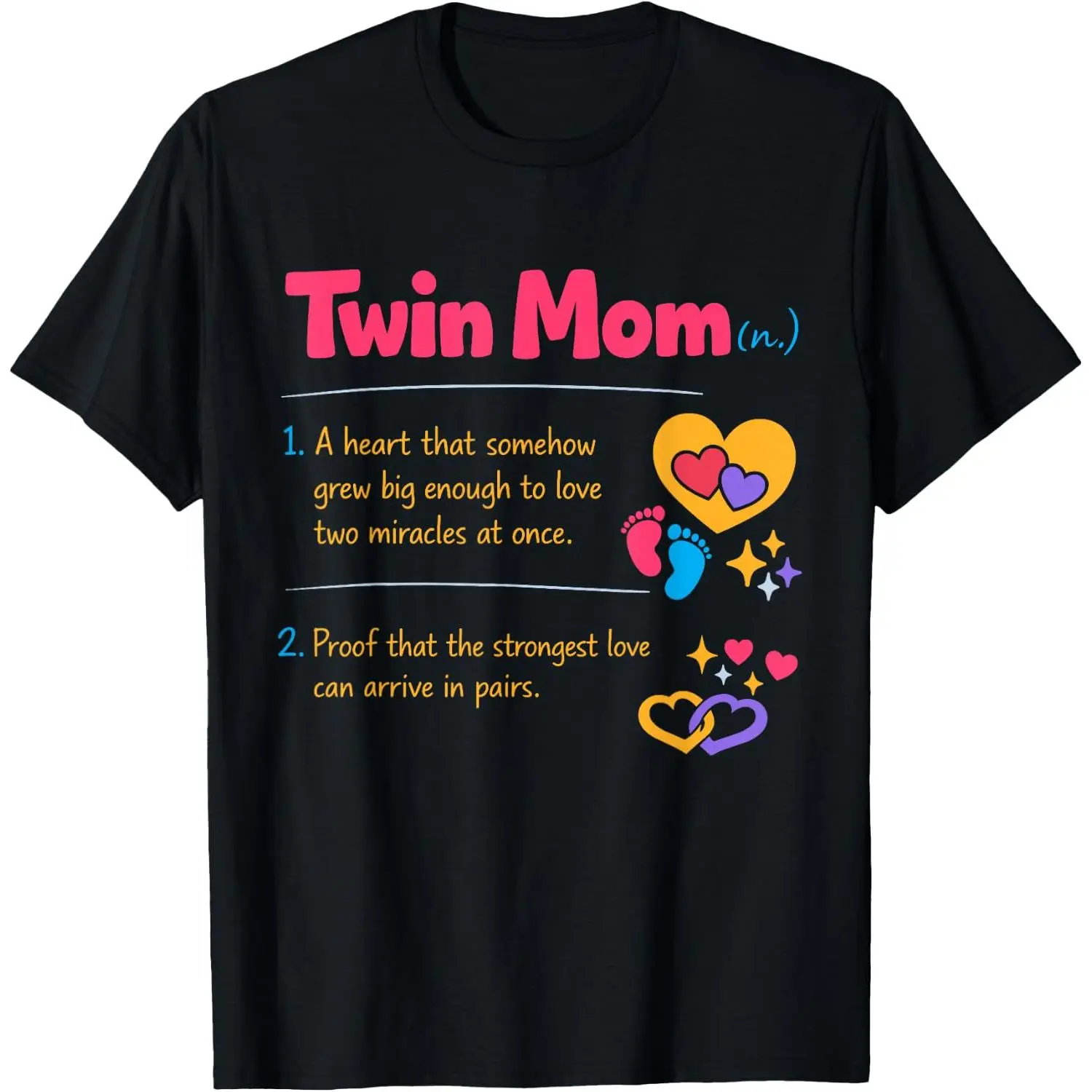 100%cotton Twin Mom Definition Twin Pregnancy Mothers Two Babies Love T-Shirt