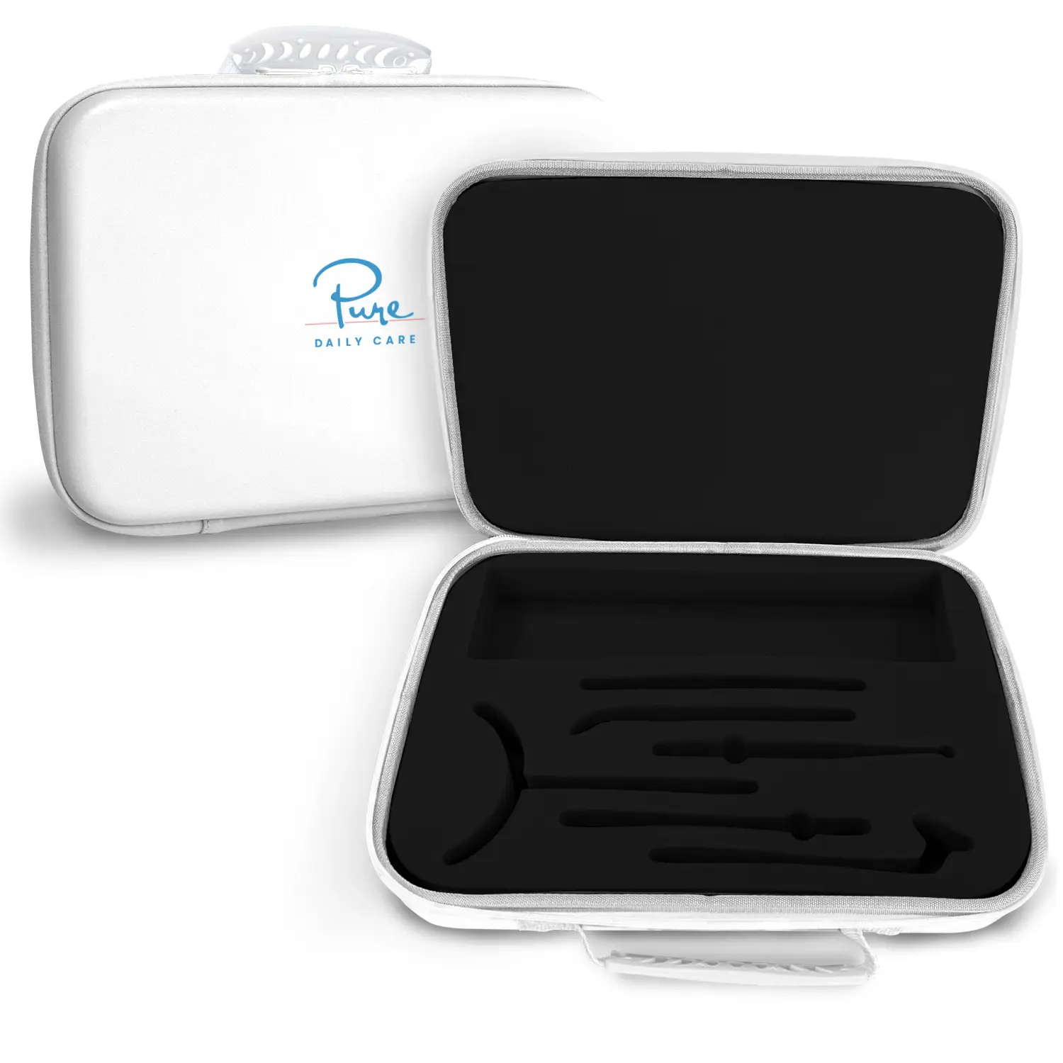 Pure Daily Care Premium Travel Case for NuDerma Wands - Shock Resistant Waterproof Zipper Closure - Compact 13x9x3 inch Storage for 6 Wands & Base Han