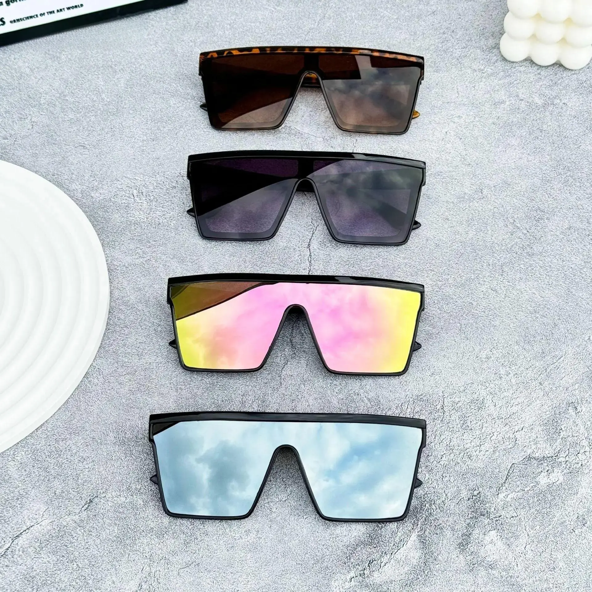 4-Pack Punk Oversized Sunglasses for Men and Women, Bold Frame Trendy Eyewear with Polarized Lenses and UV Protection for Driving & Festivals, Casual Sunglasses, Men's Sunglasses tiktokshopbacktoschool