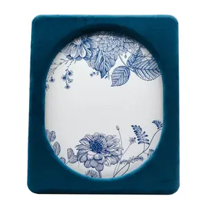 8X10 Velvet Beveled Tabletop Picture Frame, Navy Blue