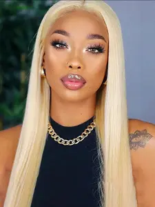 28 Inch Long Straight Hair Wig, #613 Lace Front Wigs 13x4 Free Part Pre Plucked Hairline | Glueless Light Blonde Color Heat Resistant Fiber Synthetic Lace Front Wigs For Fashion Women Girls Party Vacation Daily Wear Glueless Lace Frontal