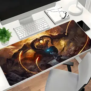 Free ExpressFree Express1pc Extra Large HD Flame Demon Mouse Pad, Extended Large Mouse Pad, Desktop Mat, Stitched Edges Mouse Pad, Non-Slip Rubber Base, Keyboard Mat, Gaming Mouse Pad