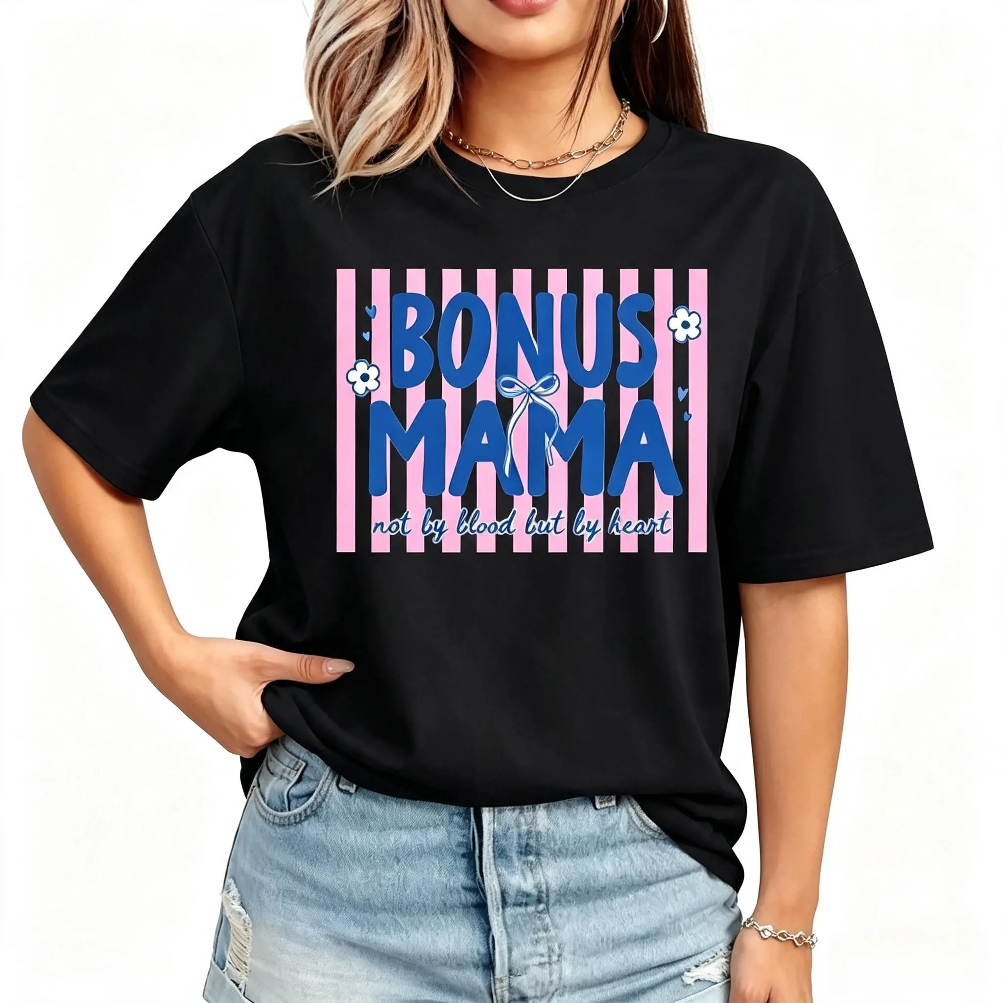 Bonus Mama TShirt, Stepmom TShirt, Stepmother Mothers Day Gift For Second Mom T-Shirt Cotton Fit