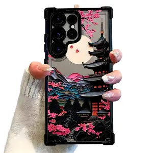 Japanese-Style Ancient House Phone Case for Samsung Galaxy S25 S24 S23 S22 Shockproof TPU Material Full Coverage Personalized Colorful Design