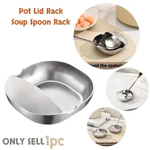 1pc pot lid rack, soup ladle holder, cooking spatula stand, pot lid support, cutlery organizer, kitchen supplies