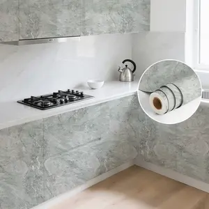 1 roll bright white quality marble PVC self-adhesive removable wall covering, Marble Backsplash Wallpaper, for kitchen back panel, bathroom countertop, furniture and DIY projects | easy to remove, smooth surface, rectangular shape