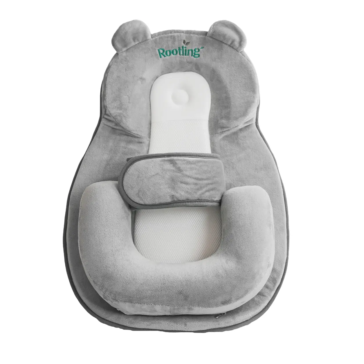 Rootling 2-in-1 Nursing Support Cushion - 10° Inclined Breastfeeding Prop with Detachable Wedge, Adjustable Footrest, Breathable Mesh