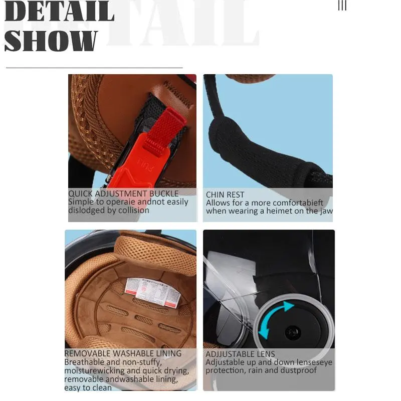 electric scooter helmet, three-quarters helmet, one size fits all, male and female universal dual lens fashion