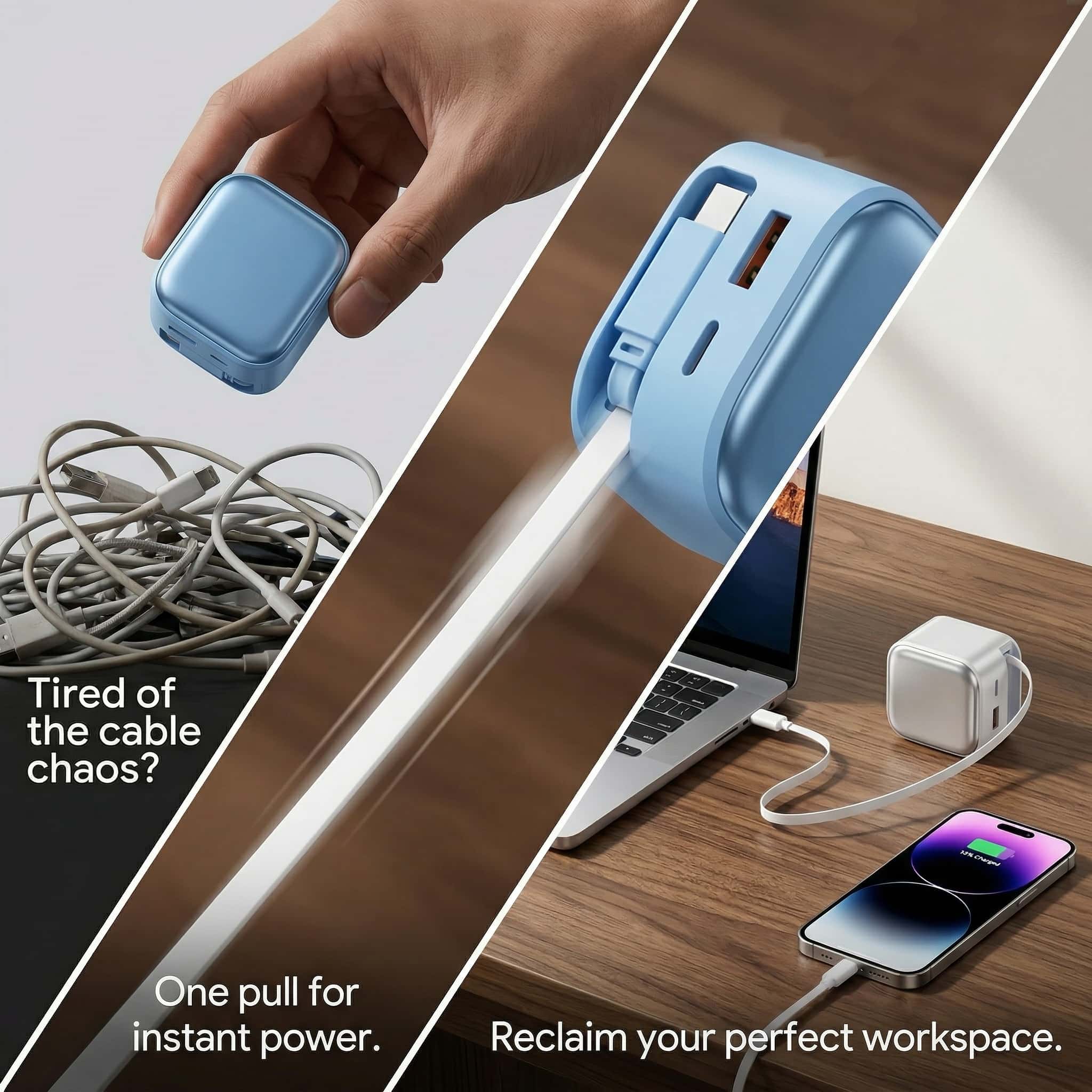 Retractable Gan Wall Charger Plug, usb c cable,Fast Charging forDual-Device Simultaneous Charging, Compact Device, Wireless Earphones, Bluetooth Speaker, Headphones, Mobile Phone, Travel, Lightening-MM