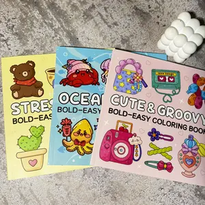 Cartoon Pattern Coloring Book, 4 Counts/set Stress Relief Coloring Book, Kill Time Graffiti Painting Drawing Art Book, Art Supplies for Adults & Teens