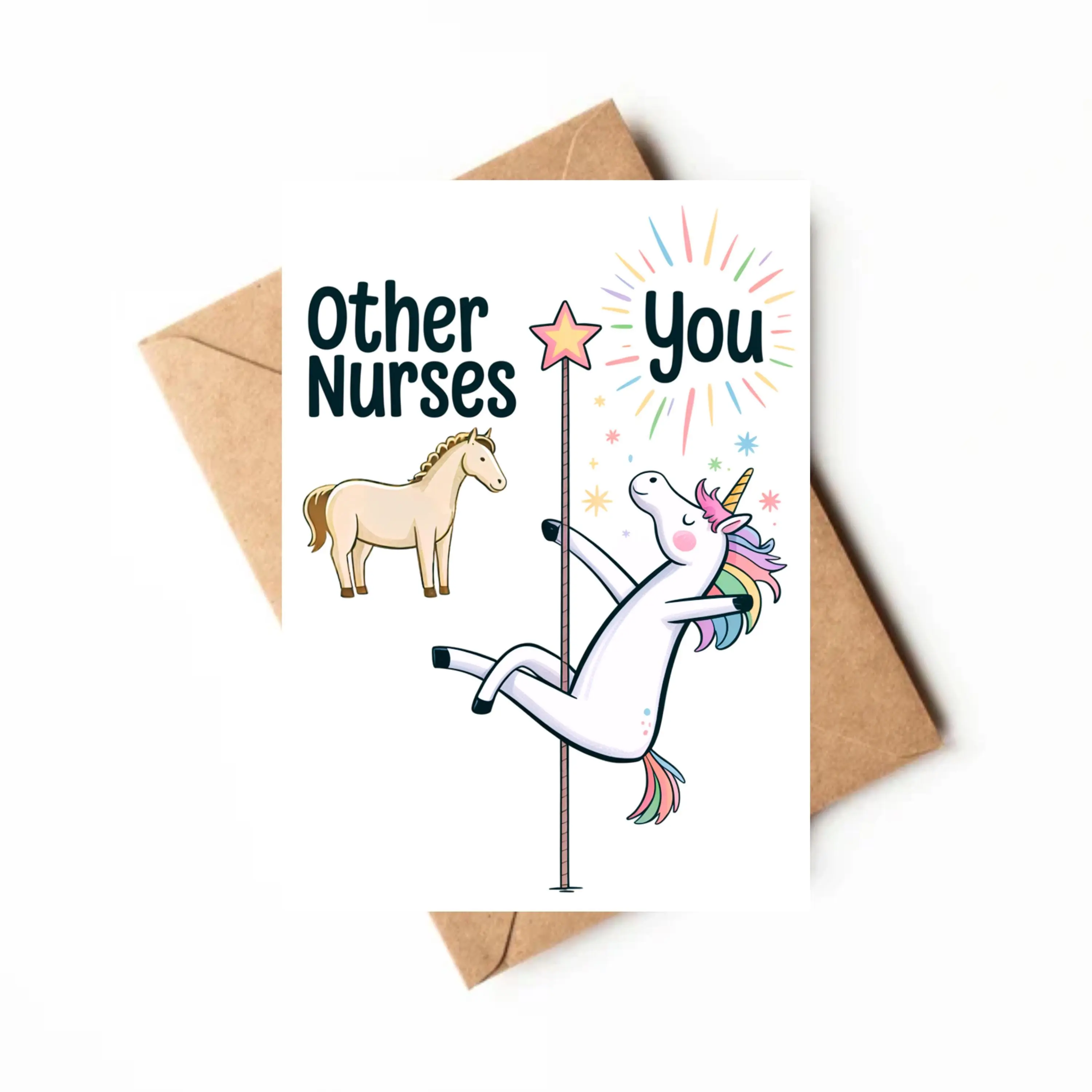 Funny Printable Nurse Card | Unicorn Digital Download | “Other Nurses” Greeting Card | Humorous Nurse Appreciation, Celebration Card