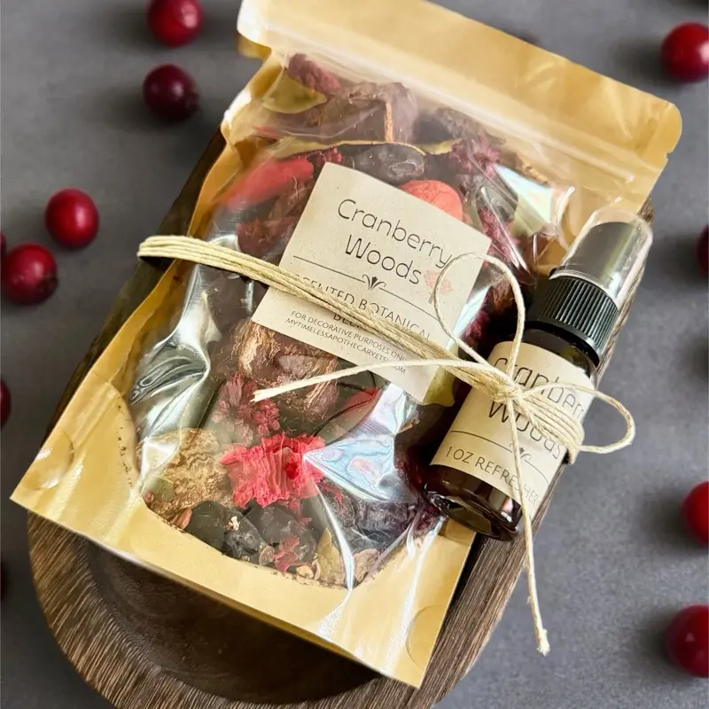 Cranberry Woods Scented Botanical Blend, Cozy Home Gift Set, Home Fragrance and Decor