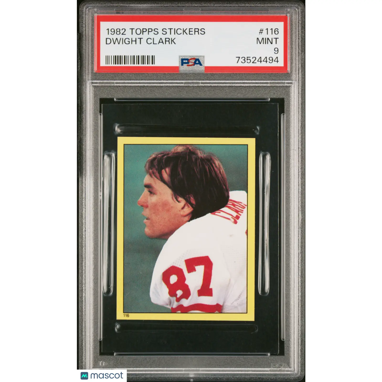 Dwight Clark PSA 1982 Topps Stickers Football #116 9 73524494