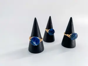 Faceted Sodalite Coin Wire Wrapped Ring