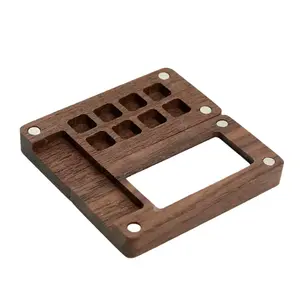 8 Grids Portable Wooden Handmade Watercolor Paint Box Palette Empty Black Mini Supplies Paint Walnut Box Painting Does not apply