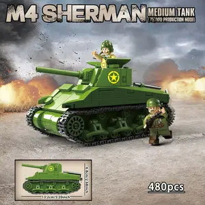 World War Ii Classic M4 Sherman Medium Tank Building Set, Military Tank Armored Vehicle Model, High-Quality Abs Material, Collectible Display Piece, Building Blocks Set
