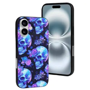 Compatible with Iphone 16 Case Cute - Cool Crystal Skull Flower Soft Silicone Case Compatible with Iphone 16 Phone Case for Women Men