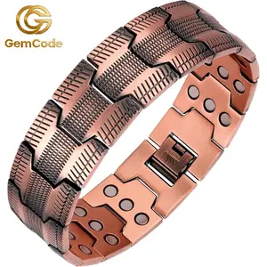 【New】Copper Bracelet for Men, 3X Ultra Strength Magnetic therapy Bracelets,  99.99% Pure Copper  material with 3500 Gauss Neodymium Magnets, Adjustable  jewelry gift daily accessory