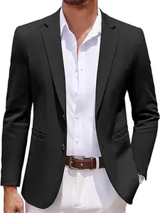 Men's Casual Knit Blazer Two Button Lightweight Sport Coats Suit Jacket
