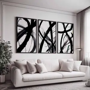 Trendy Wall Art Prints Set of 3 Abstract Black White Living Room Prints Modern Home Decor Prints Neutral Minimal Bedroom Wall Art Posters