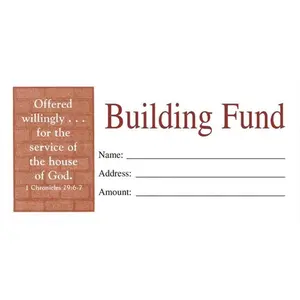 212 MAIN Broadman Holman Building Fund Offering Envelopes, 3x6.25in Long Open-Top Postal Supplies, Gummed Flap, Scripture Print