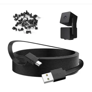 ROGEE 25FT/7.5M Power Extension Flat Cable Compatible with WYZE Cam Pan V3 Continuously, 90 Degree Micro USB Camera Charging Cable, L-Shape