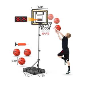 CuLiDing Kids Height-Adjustable Indoor-Outdoor Basketball Stand (3ft-5.8ft) with Timer, Weatherproof Base, Portable Durable Teenage Boy Gifts Father's Day Gift