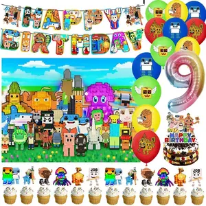 Steal n Catch The Brainrot Theme Birthday Party Decorations Number Balloon Steal A Brainrot Backdrop Cake Topper Party Supplies