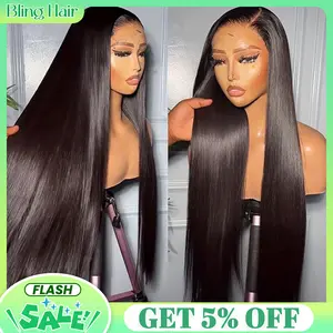 Bling Hair VIP 36 34 Inch 13X4 13X6 Straight HD Transparent Lace Front Wig Human Hair 360 Full Frontal Wigs for Women Brazilian Real Human Hair PrePlucked Natural Black Remy Hair 180% Density 4x4 Closure Wig #TikTokShopHolidayHaul