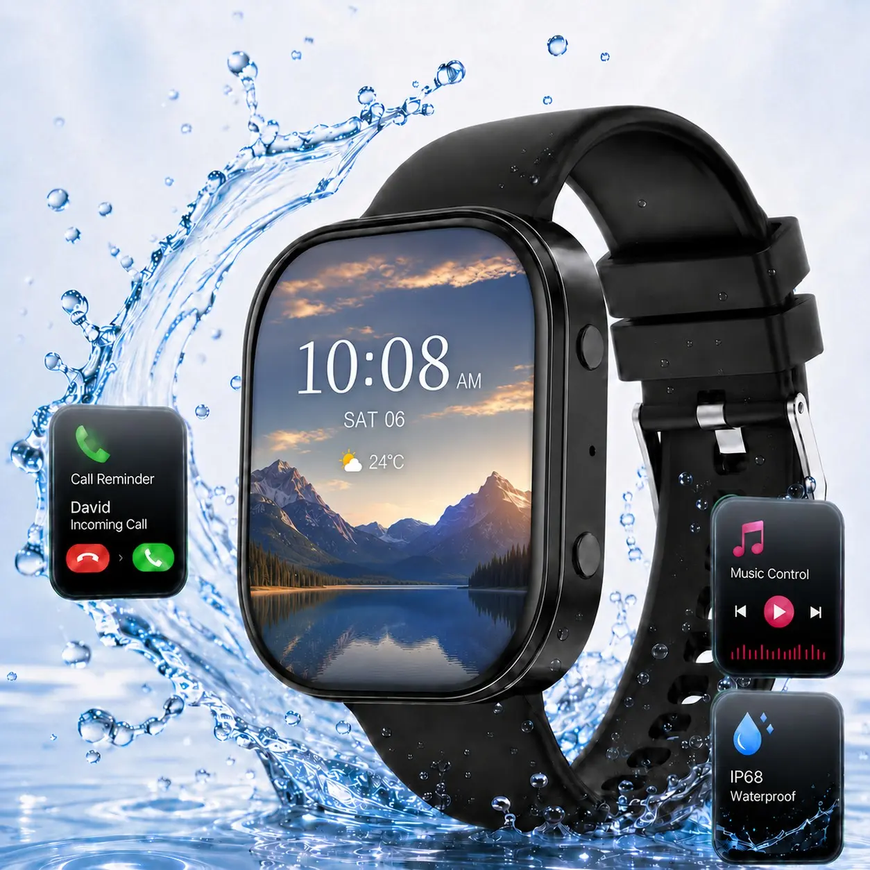 Waterproof Smart Watch, HD Touch Screen, Modern Fashion, Full Display, Multiple Sports Modes, Call & Message Alerts, Android & iPhone Compatible, Gift Idea, Touchscreen Smartwatch, Touchscreen Sport Watch