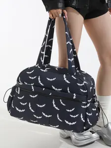 Personalized bat full print handbag shoulder bag, trendy street handbag, niche design, practical and versatile, fashionable large capacity leisure yoga fitness bag, versatile shoulder messenger bag Halloween first choice, Crossbody Tote Bag