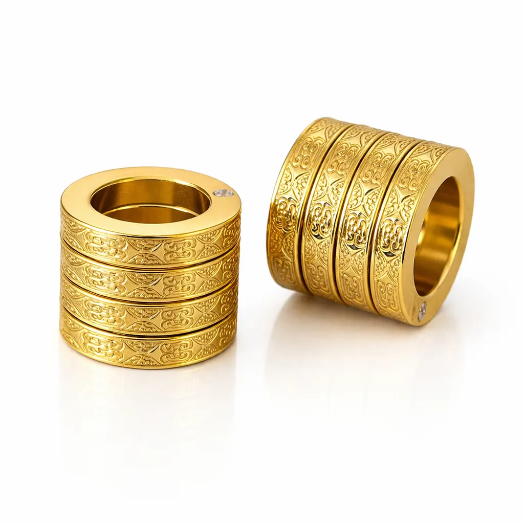 Unisex 4-Finger Ring, Foldable Industrial Style Stainless Steel Jewelry for a Street Look, Deformable Fidget for Stress Relief, Birthday Gift