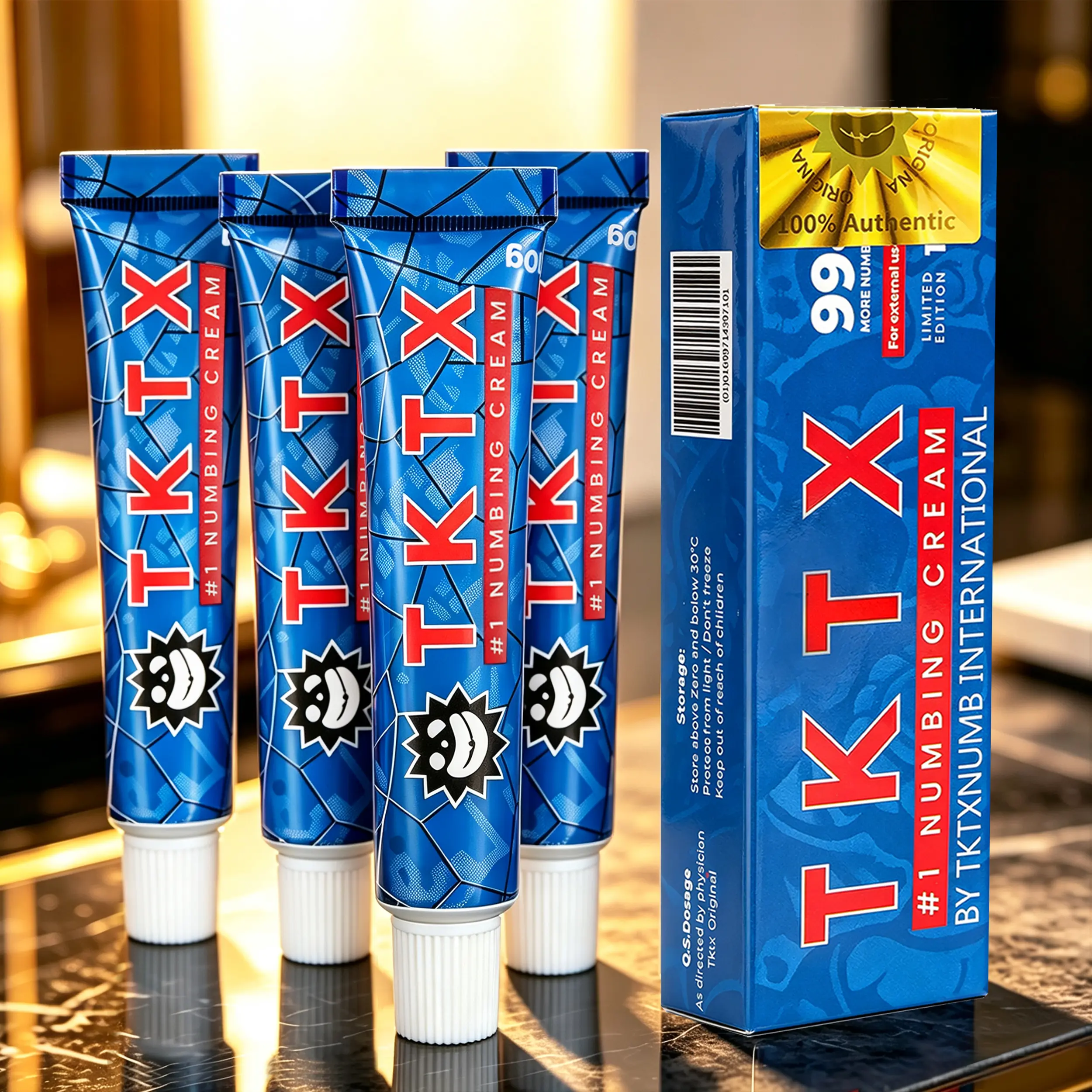 TKTX Painless Tattoo Numbing Cream - Blue 99% Maximum Strength - Natural Ingredients Extra Strength Tattoo For 6-8 Hours Limited Edition Tattoo Numbing Cream.