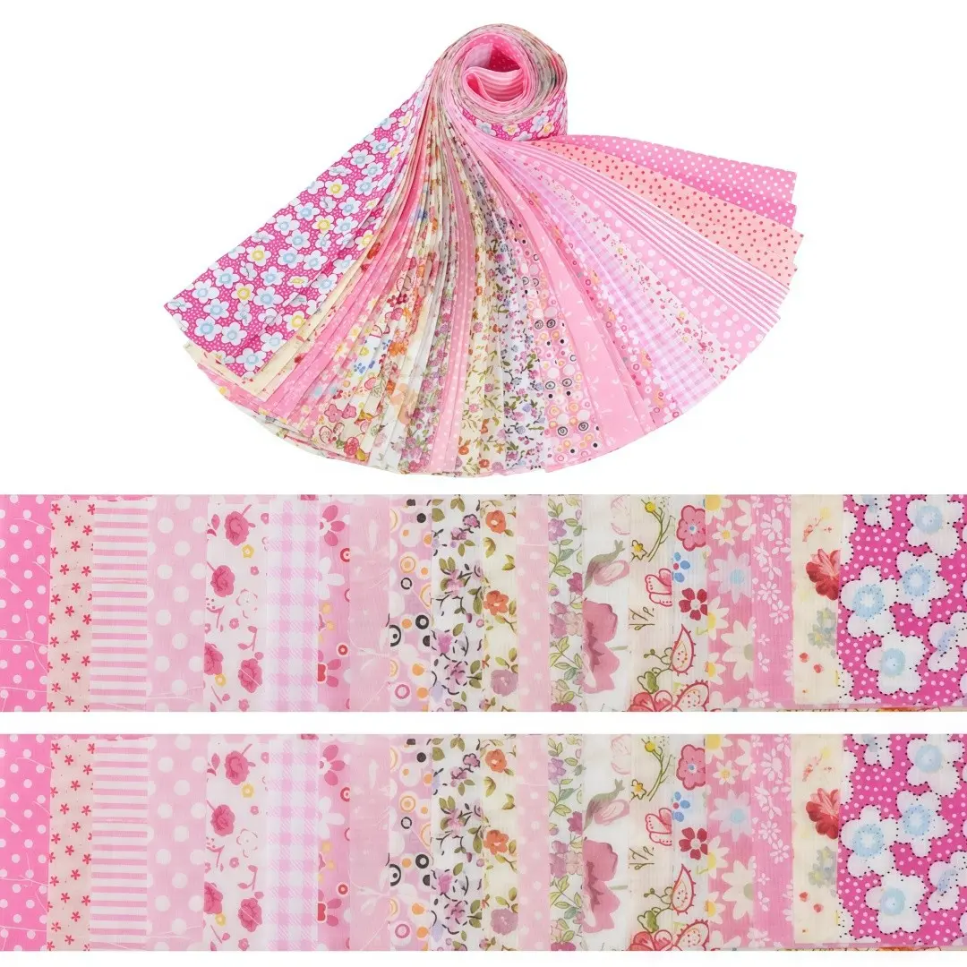 40 Piece DIY Floral Pattern Fabric Kit, Pre-Cut Handmade Cotton Strips, Sewing Materials for Patchwork, Textile Sewing Supplies, Aesthetic Floral Fabric