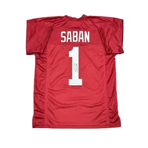 Nick Saban Autographed Alabama Custom XL Crimson Jersey  - Beckett QR Code