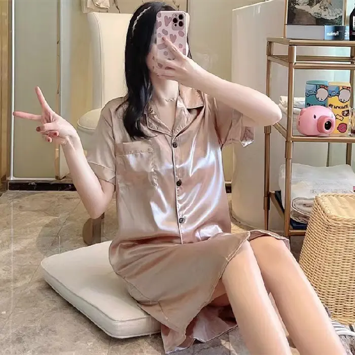 Short sleeved skirt   champagne color