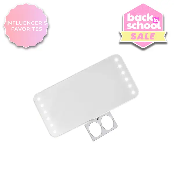 RIKI CUTIE Compact LED Pocket Mirror with Retractable Ring and 3 Dimming Stages for Daily On-the-Go Makeup