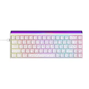 2026 NK68 wired gaming mechanical keyboard AJAZZ red switch compact office keyboard 68 key e-sports gaming keyboard side colorful light strip mixed light DIY plug and play support multiple systems suitable for gaming and office Lighted Mechanical Keyboard