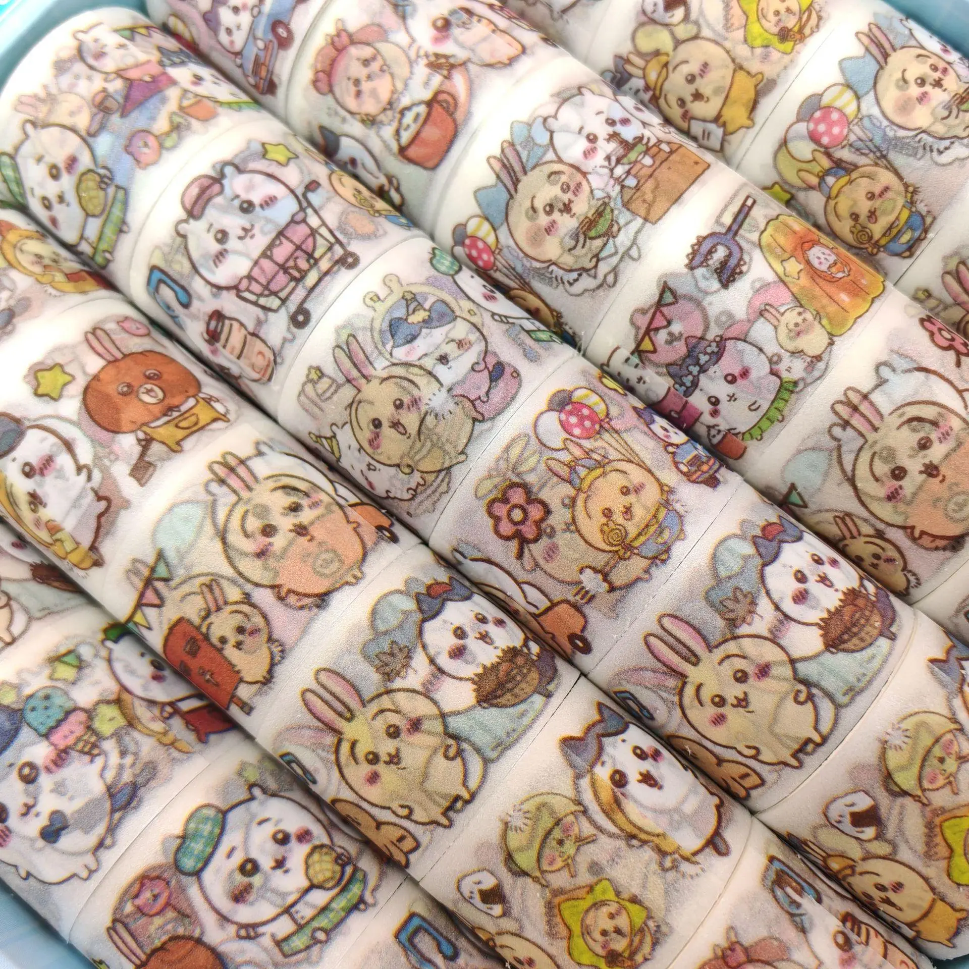Chiikawa Cute Stickers Adhesive Tape Cartoon Gold Onion Powder Tape DIY Scrapbook Stickers in Large Quantity Practical Gifts