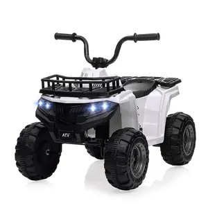 12V Electric Ride-On Quad ATV with Bluetooth Audio, LED Headlights, Battery Indicator, Radio, High/Low Speed, All-Terrain, Multiple Color Options Including Orange, White, Green, Red, Pink, and Blue