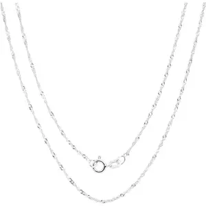 925 Sterling Silver 1mm Singapore Chain Necklace, 16” to 30”, with Ring Clasp, for Women, Girls, Unisex