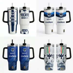 Monterrey Rayados Tumbler 30oz, 40oz – Mexico Soccer Travel Mug with Handle & Straw, Rayados Jersey Style Insulated Cup